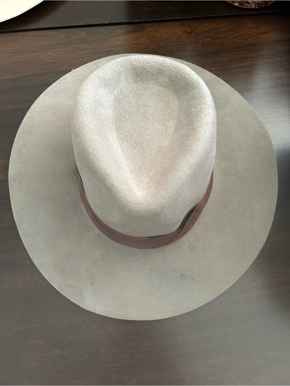 Classic Wyeth Wide-Brim Wool Hat in Light Gray with Brown Band